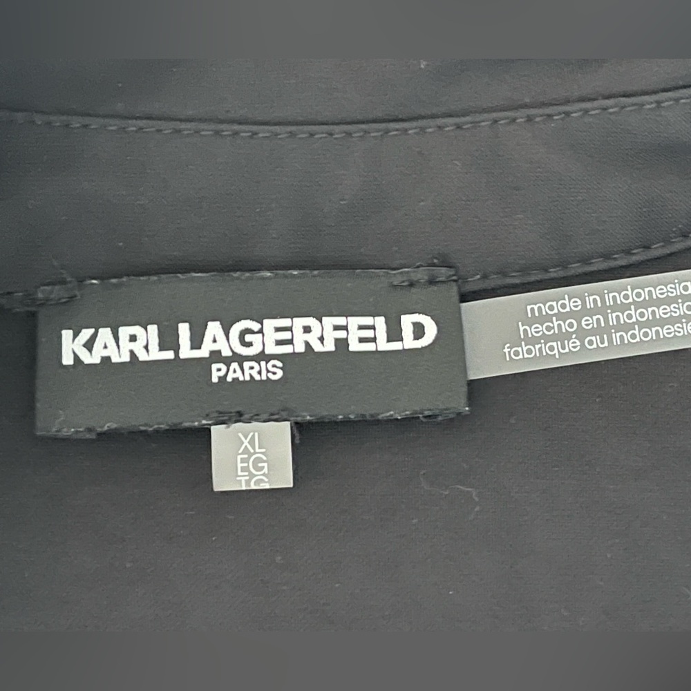 Karl Lagerfeld Paris Black Half Zip Logo Trim Top l Size L l Poshmark - Picture 8 of 8
